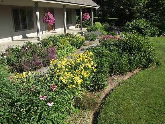 Plantings on both sides of an entrance way give the feeling of security.